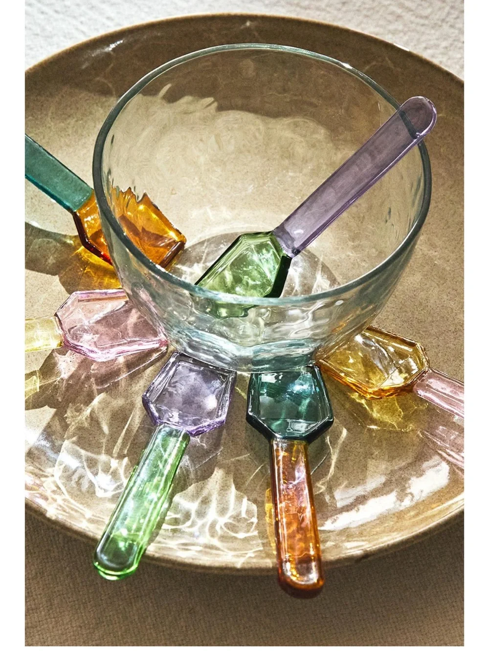 Zara Home Multicolored Borosilicate Glass Ice Cream Spoons (Pack of 6) NWT